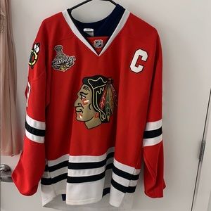 Jonathan Toews Red Authentic Hockey Jersey size 52